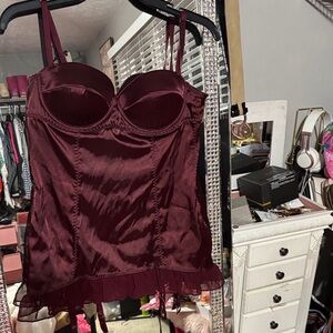 Victorias Secret Sexy Little Thing Burgundy Satin Lingerie